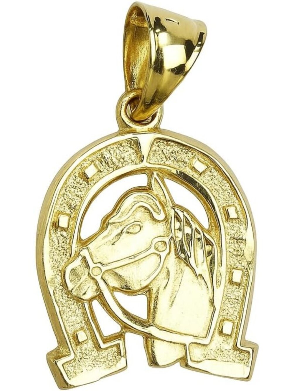 Gold Plated Horseshoe Pendant Necklace with 20" Cuban Link Chain - Unisex Hip